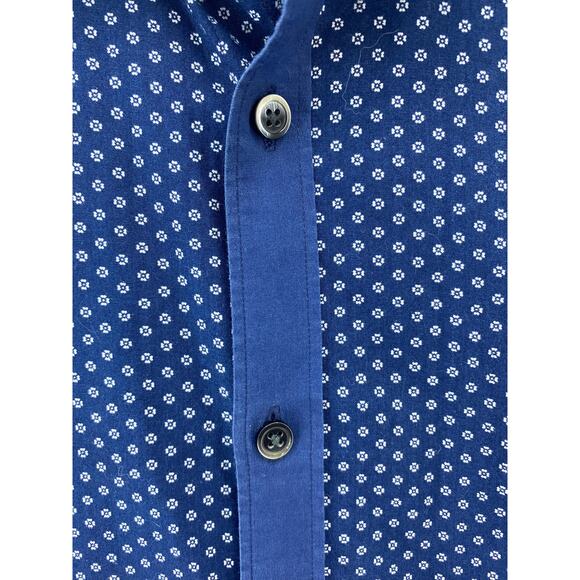 Express Men’s Medium Extra Slim Long Sleeve Solid Navy Collar Button Front Shirt - Picture 3 of 8